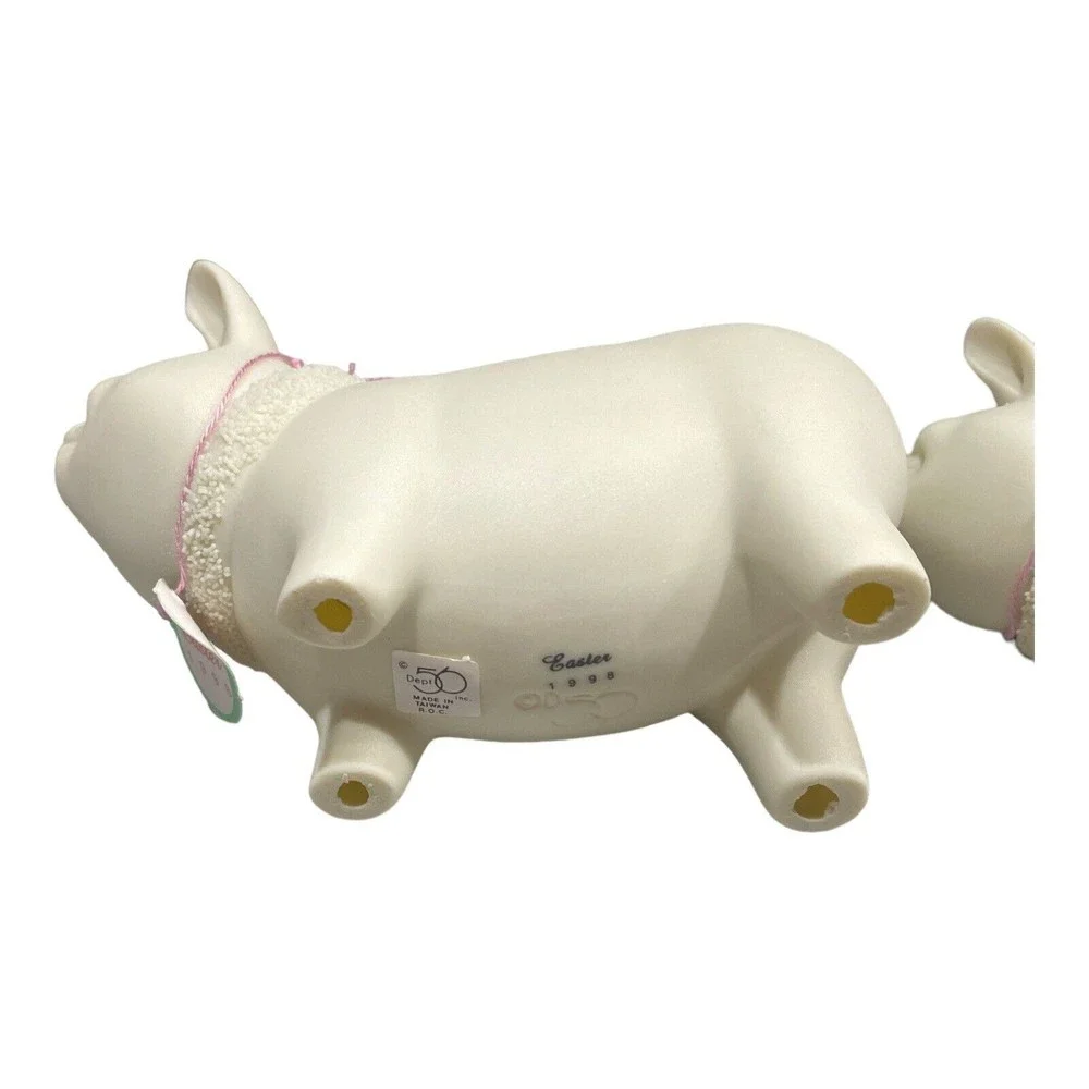 Vintage Department 56 Easter 1998 Set of 2 Pig Figurines #23773 & 23774 - Picture 7 of 8